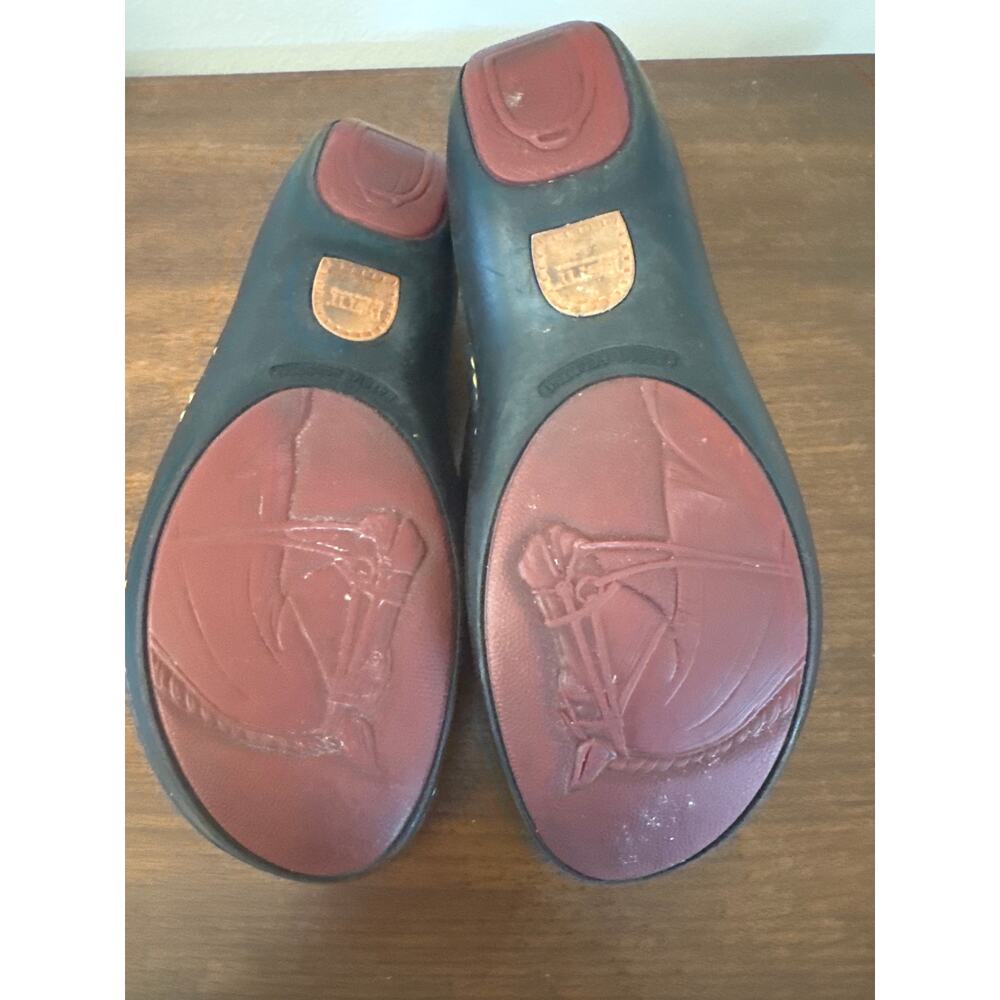 Born Women's Black Leather Granola Goblin Gorp Boho Mules Slip On Clogs Size 10 - Picture 5 of 7